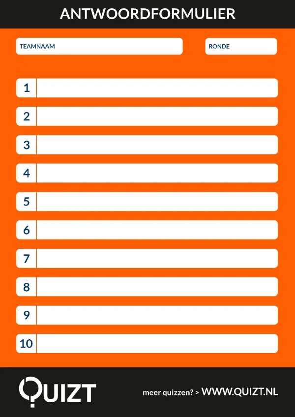 Voorbeeld antwoordformulier van Quizt